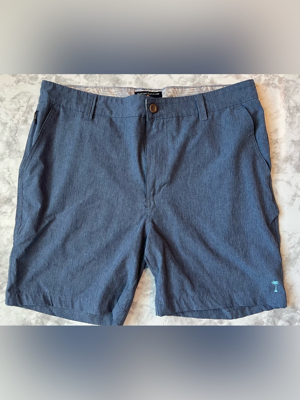Margaritaville Men's Hybrid 34 Blue Flat Front Shorts